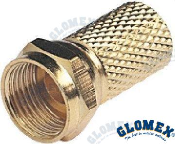 GOLD F MALE CONNECTOR FOR RG6 AND RG59 | OEM  9144 | VHF | GLOMEX