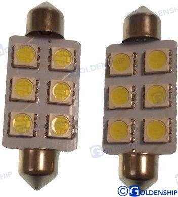 BULB FESTOON 6LED 1,3W 10/30V (2) ICE WH | OEM  10528 | BULBS | GOLDENSHIP