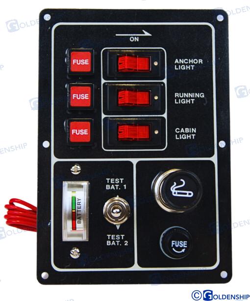 SWITCH PANEL 3-GANG W/TESTER | OEM  11189 | SWITCHES | GOLDENSHIP