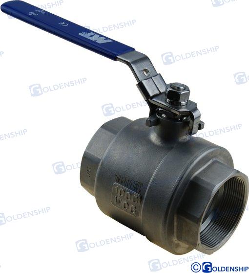 BALL VALVE 2"  STAINLESS | OEM  30007 | HULL | GOLDENSHIP