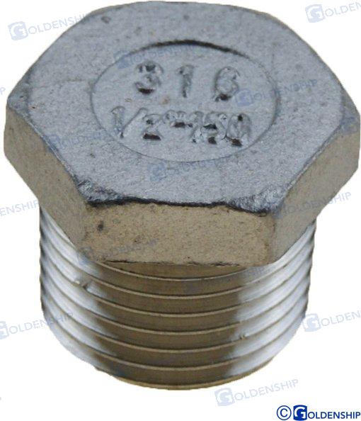 HEX HEAD PLUG  AISI 316  1/2 | OEM  30581 | HULL | GOLDENSHIP