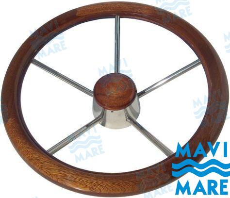 STAINLESS-WOOD STEERING WHEEL | OEM  41119 | CABLES | GOLDENSHIP