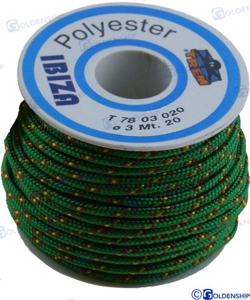 POLYESTER BRAIDED ROPE 2.5 MM.GREEN IBIZ | OEM  60154 | FENDERS | GOLDENSHIP