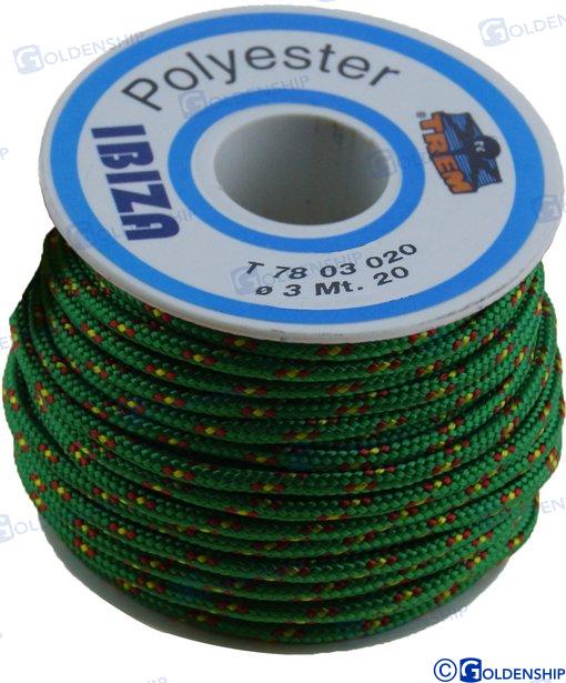 POLYESTER BRAIDED ROPE 3MM.GREEN IBIZA | OEM  60155 | FENDERS | GOLDENSHIP