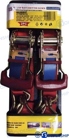 RATCHET TIE 1 1/16" - RED - 4,5 M (2) | OEM  76127 | TRAILERS | GOLDENSHIP