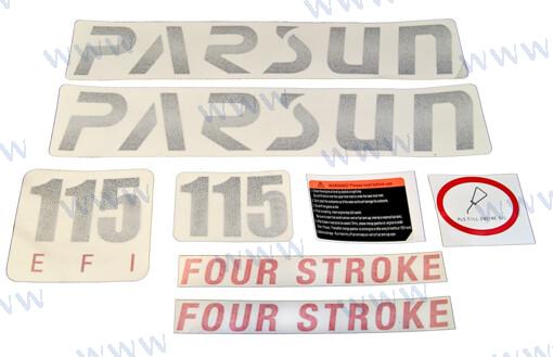 FULL SET OF F115 STICKERS, TOP COWLING | OEM  115-09090000 | PARTS | PARSUN