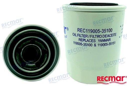 YANMAR OIL FILTER | OEM  119005-35100 | 4LH-HTE, -TE | RECMAR