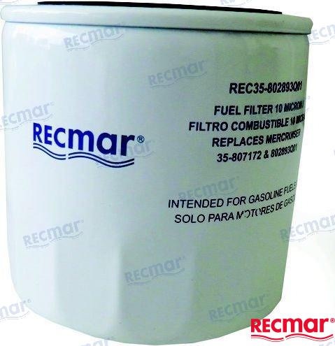 MERCRUISER FUEL FILTER 10 MICRON 3-3/4" | OEM  35-802893Q01 | FUEL FILTER | RECMAR