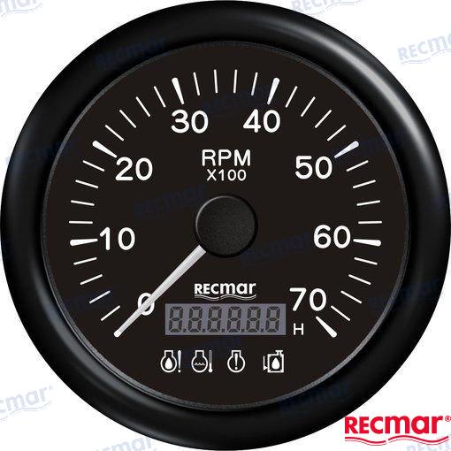 TACHOMETER W/4 LED ALARM 0/7000RPM BLACK | OEM  07213 | INSTRUMENTATION | RECMAR