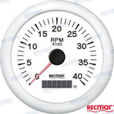 TACHOMETER 1.0/10.0 - 0/4000 RPM WHITE | OEM  07306 | INSTRUMENTATION | RECMAR