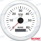 TACHOMETER 1.0/10.0 - 0/6000 RPM WHITE | OEM  07307 | INSTRUMENTATION | RECMAR