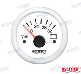 VOLTMETER  8 / 32V WHITE | OEM  13305 | INSTRUMENTATION | RECMAR