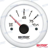 OIL PRESSURE 10-184º 0/5 BAR WHITE | OEM  15300 | INSTRUMENTATION | RECMAR