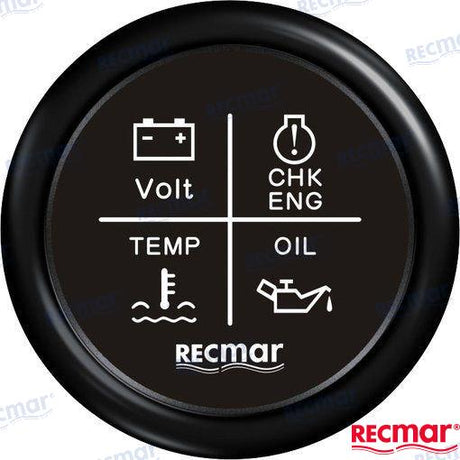 4 LED ALARM GAUGE 12V/24V BLACK | OEM  79202 | ALARM | RECMAR