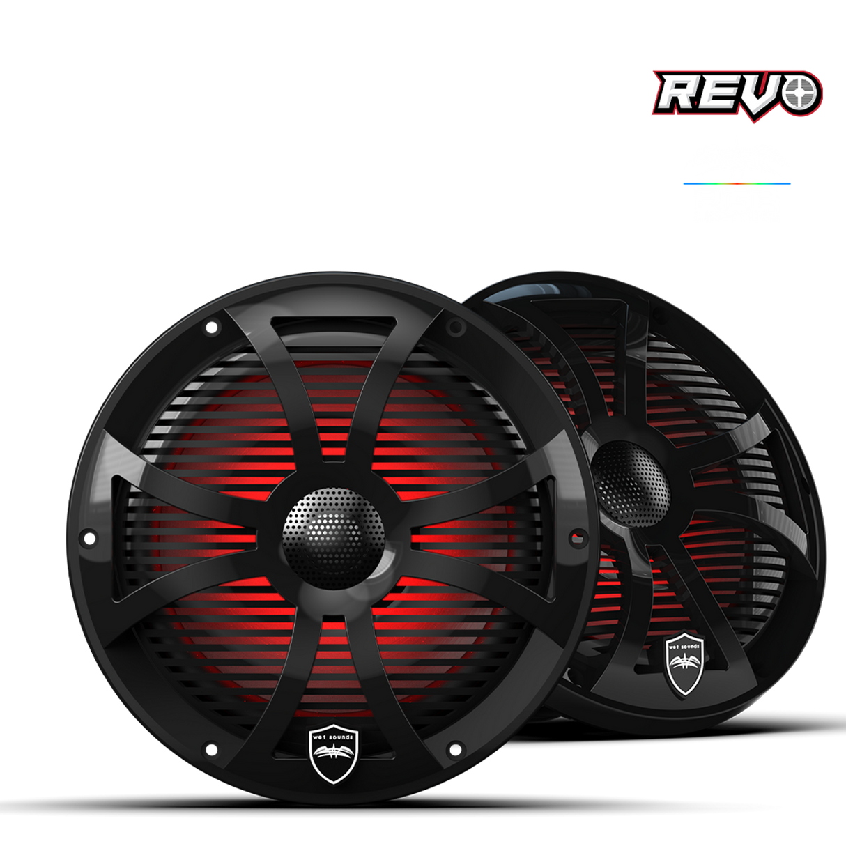 REVO 8 SW-B V3 | REVO Series 8-inch High-Output Component Style Coaxial Speakers w/ SW-Black RGB Grilles