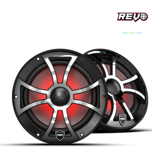 REVO 8-XSB-SS | REVO Series 8-inch High-Output Component Style Coaxial Speakers w/ XS-Black-Stainless Steel RGB Grilles