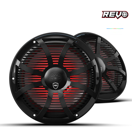 REVO CX-10 SW-B S2 | REVO Series 10-inch High-Output Component Style Coaxial Speakers w/ SW-Black RGB Grilles