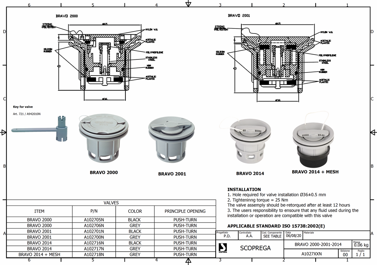 INFLATION VALVE GREY | OEM  20028 | GOLDENSHIP | BRAVO