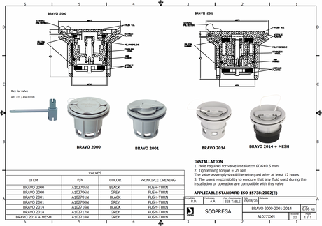 INFLATION VALVE GREY | OEM  20028 | GOLDENSHIP | BRAVO