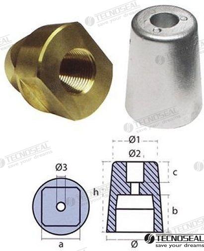 CONICAL PROPELLER NUT WITH SQUARE INNER | OEM  00415Q | ANODES | TECNOSEAL